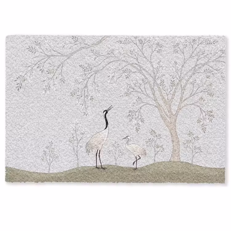 Minimalistisch - Kraanvogels - Blauw Deurmat klein -zkaufland3d