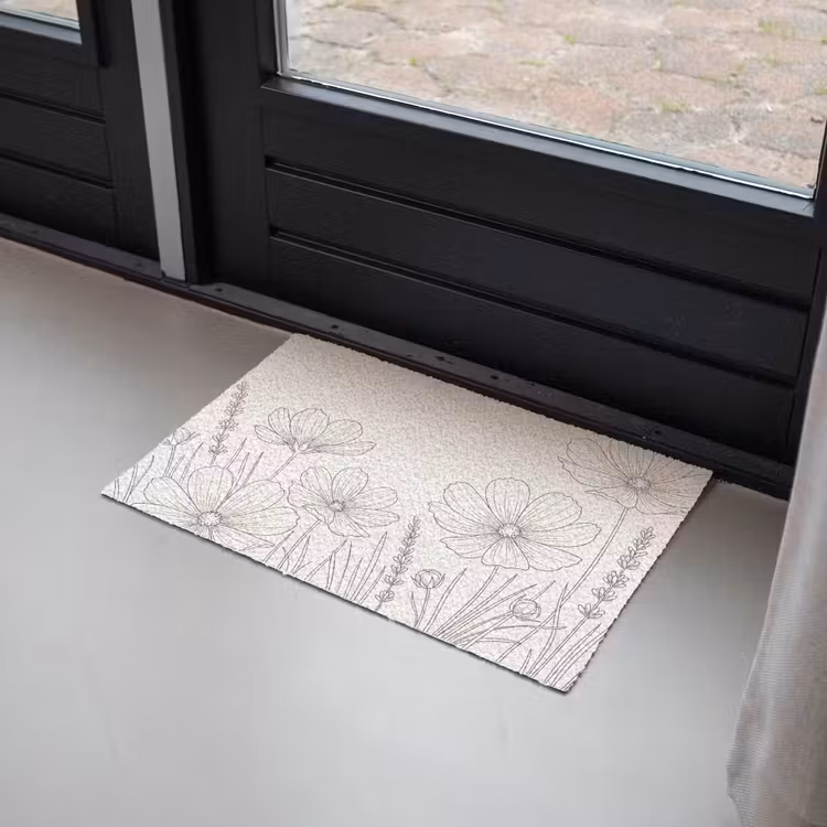 Minimalistisch - Modern - Bloemen - Beige Deurmat klein -sfeer2