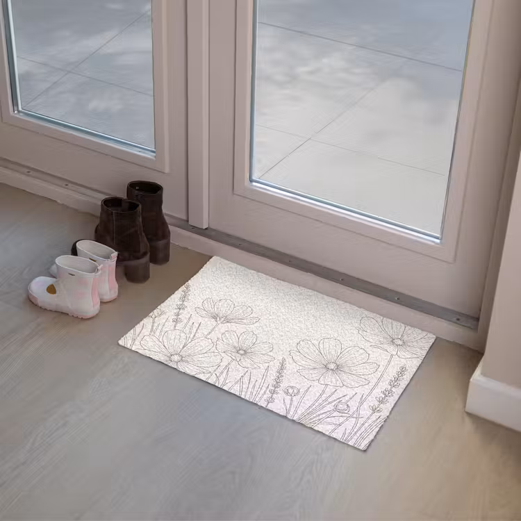 Minimalistisch - Modern - Bloemen - Beige Deurmat klein -sfeer3
