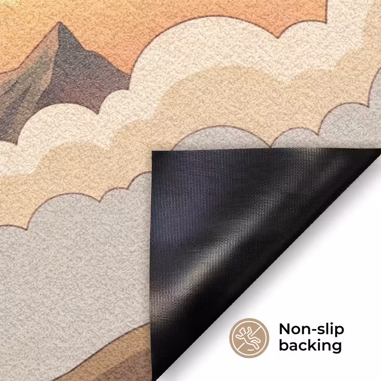 Bergen - Wolken - Natuur - Zonsopgang - Oranje Deurmat klein -antislip_EN