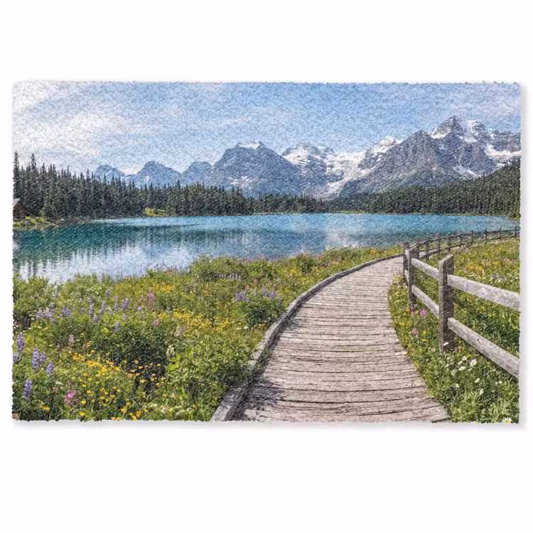 Bergen - Meer - Landschap - Blauw Deurmat klein -zkaufland3d
