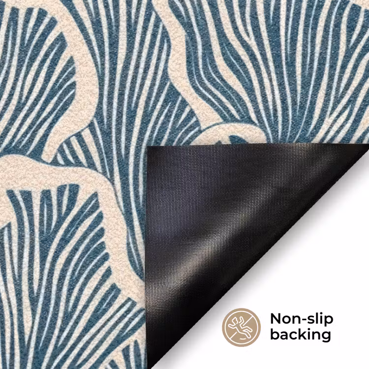 Organisch - Blauw - Crème - Schelpen Deurmat klein 898 -antislip_EN