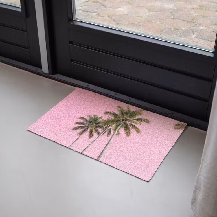Palmboom - Tropisch - Pink Deurmat klein -sfeer2