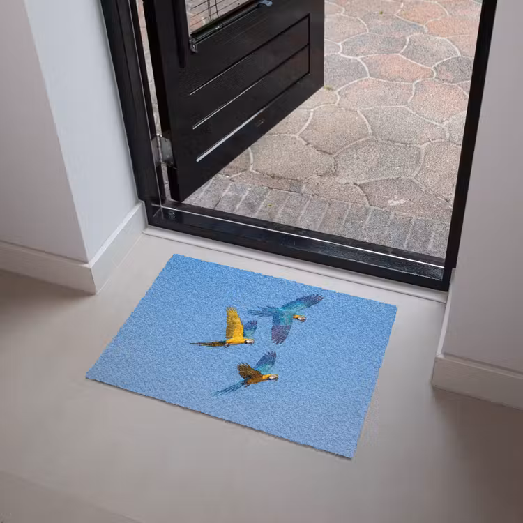 Papagaai - Vliegen - Blauw - Geel Deurmat klein -sfeer5