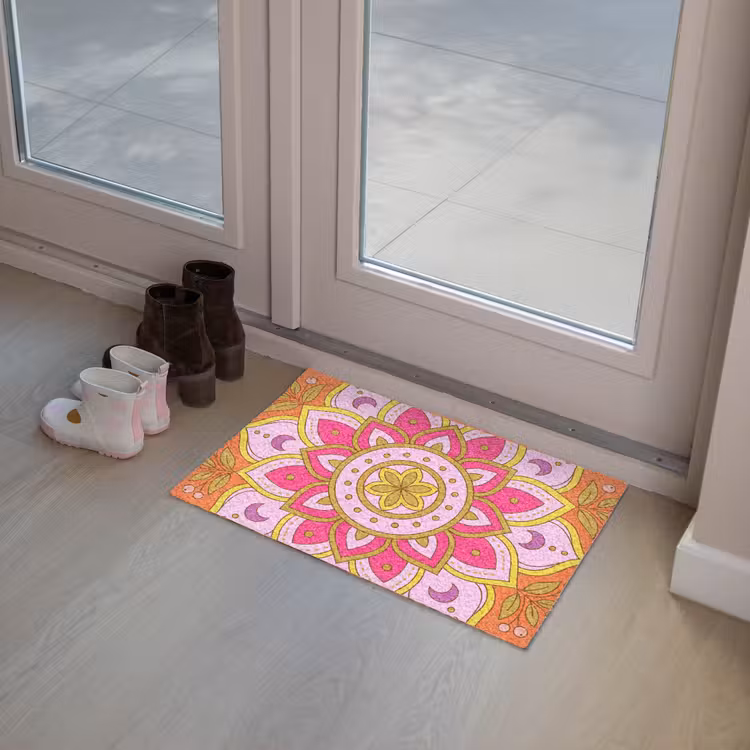Patroon - Bloemmotief - Decoratie - Abstract - Roze Deurmat klein -sfeer3
