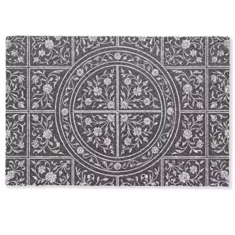 Patroon - Bloemmotief - Decoratie - Klassiek - Zwart Deurmat klein -zkaufland3d