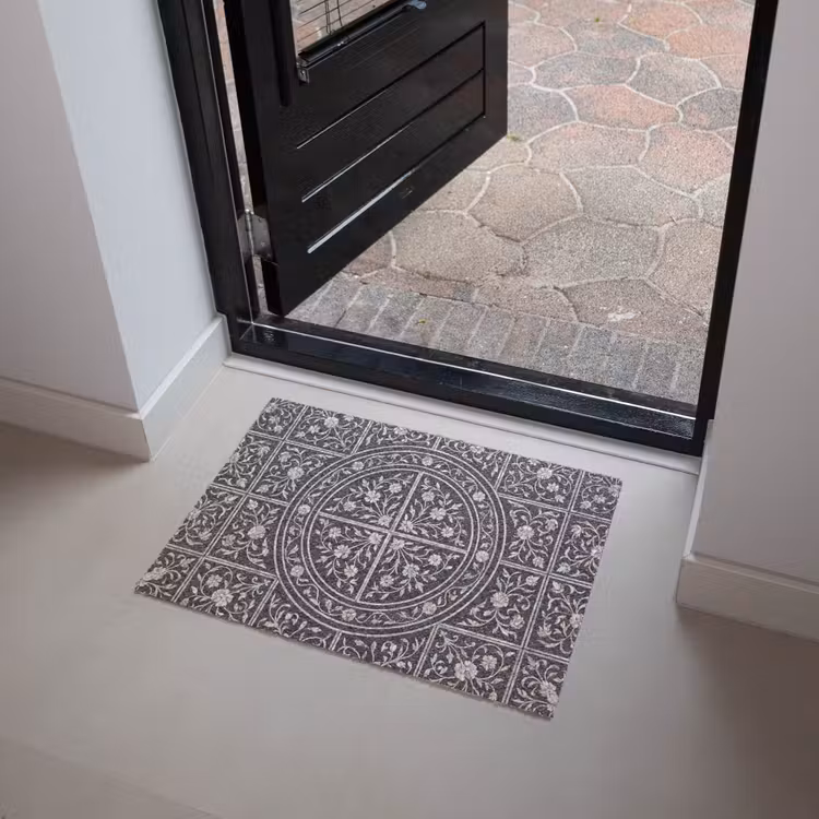 Patroon - Bloemmotief - Decoratie - Klassiek - Zwart Deurmat klein -sfeer5