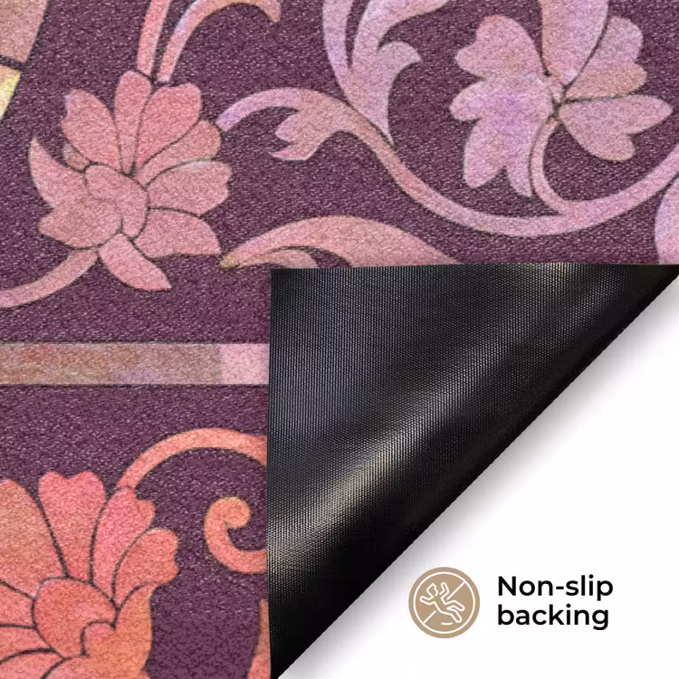 Patroon - Floraal - Oosters - Paars - Goud Deurmat klein -antislip_EN
