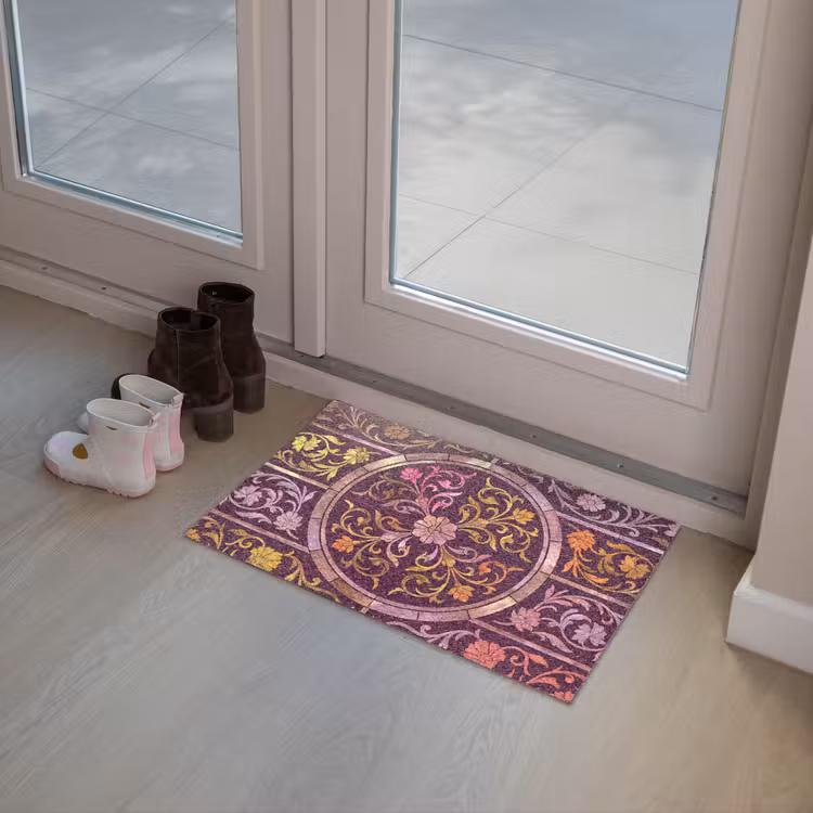 Patroon - Floraal - Oosters - Paars - Goud Deurmat klein -sfeer3