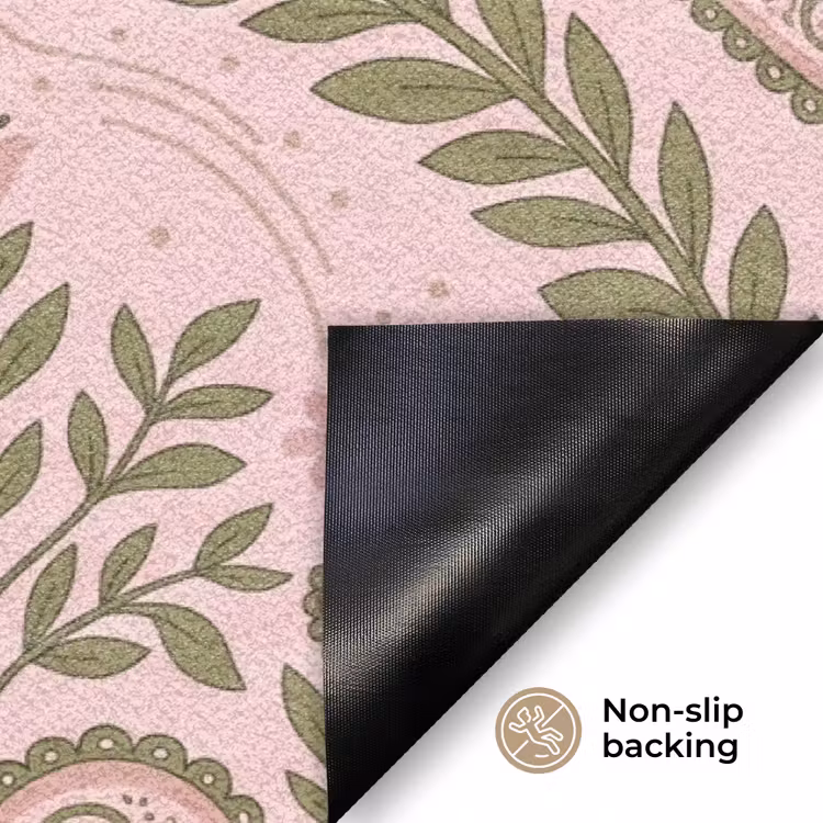 Patroon - Hart - Bloemen - Folkloristisch - Roze Deurmat klein -antislip_EN