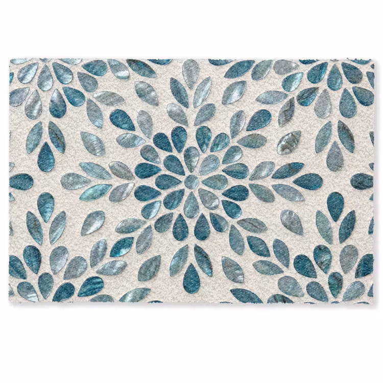 Patroon - Bladeren - Abstract - Modern - Turquoise Deurmat klein -zkaufland3d
