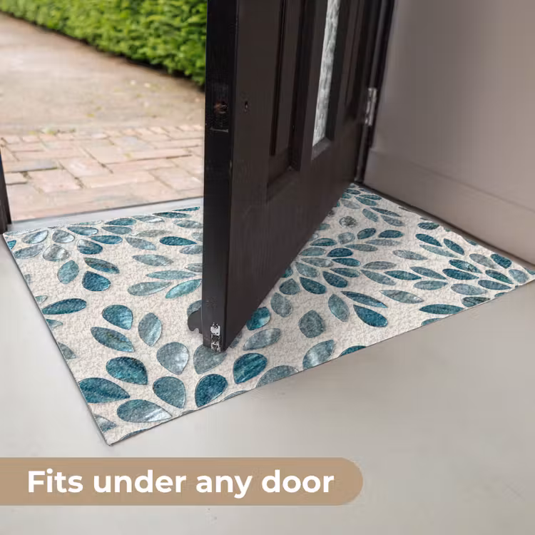 Patroon - Bladeren - Abstract - Modern - Turquoise Deurmat klein -USP_EN