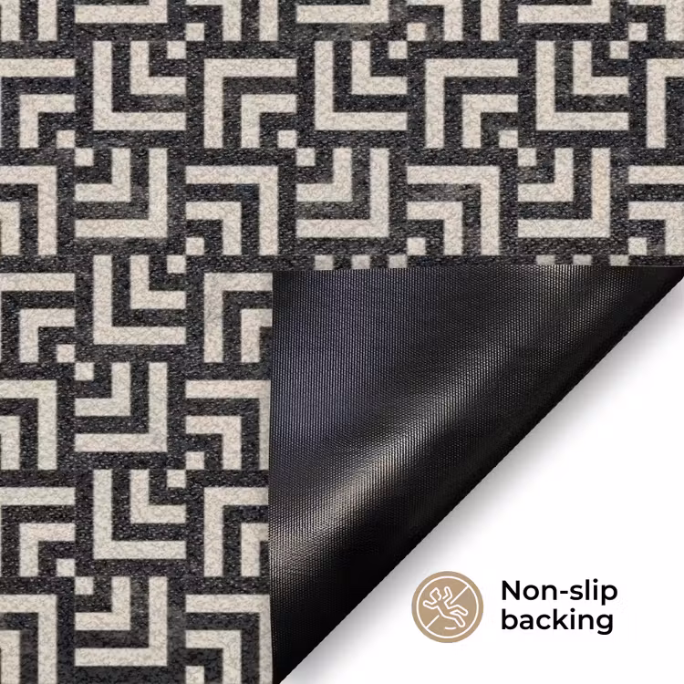 Patroon - Marmer - Zwart Deurmat klein 898 -antislip_EN