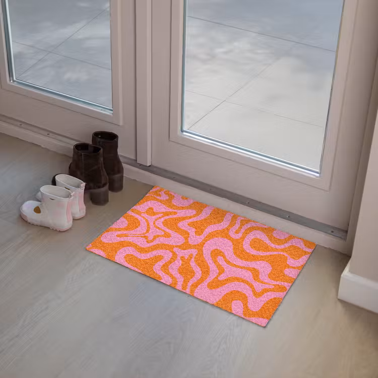 Patroon - Roze - Oranje - Abstract - Modern Deurmat klein -sfeer3