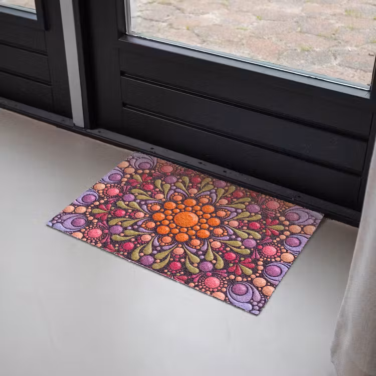 Patroon - Stippen - Abstract - Modern - Kleurrijk Deurmat klein -sfeer2