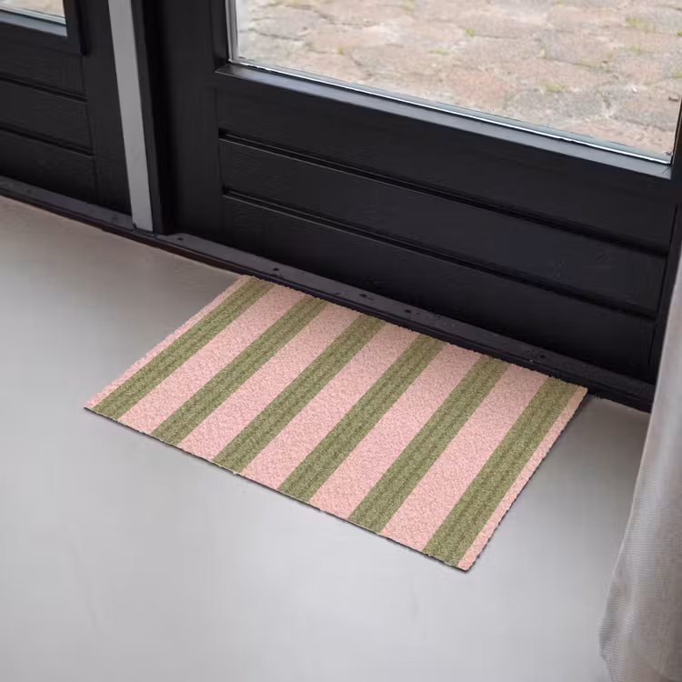 Patroon - Strepen - Abstract - Roze - Groen Deurmat klein -sfeer2