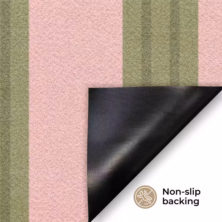 Patroon - Strepen - Abstract - Roze - Groen Deurmat klein -antislip_EN