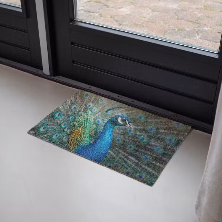 Pauw - Veren - Blauw Deurmat klein -sfeer2