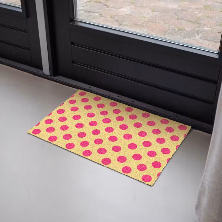 Roze - Stippen - Geel Deurmat klein 898 -sfeer2