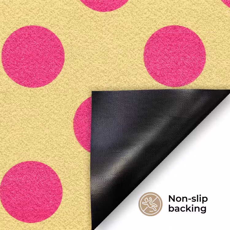 Roze - Stippen - Geel Deurmat klein 898 -antislip_EN