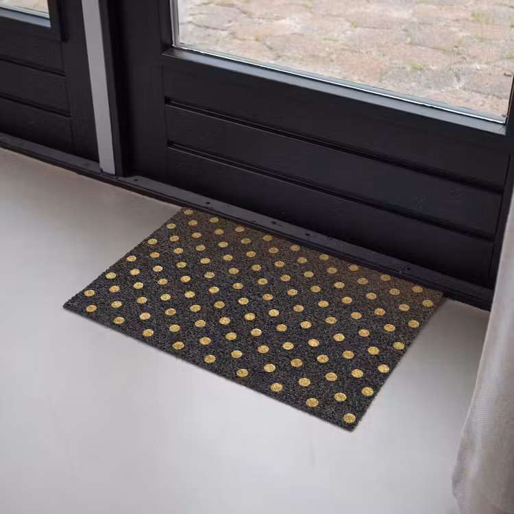Polka Dot - Stippen - Goud - Zwart Deurmat klein 898 -sfeer2