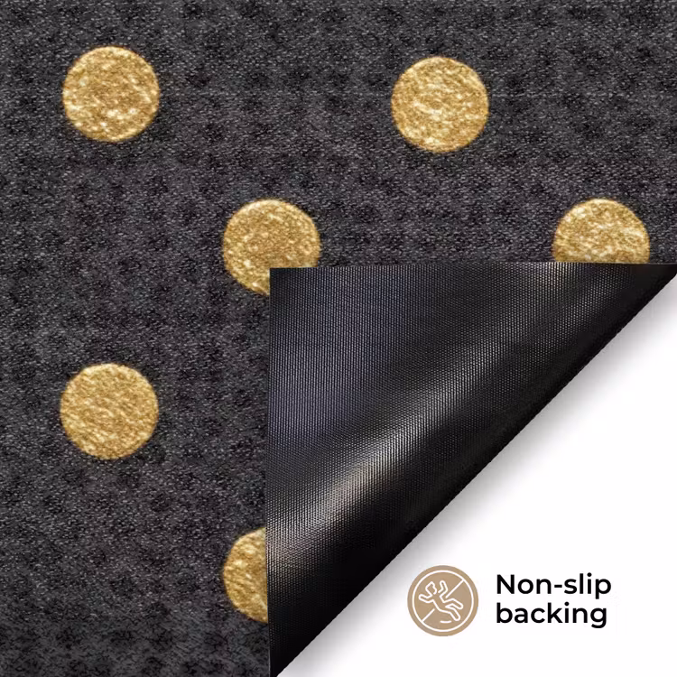 Polka Dot - Stippen - Goud - Zwart Deurmat klein 898 -antislip_EN