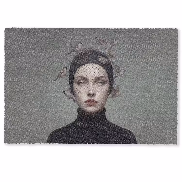 Portret - Vogels - Zwart Deurmat klein -zkaufland3d