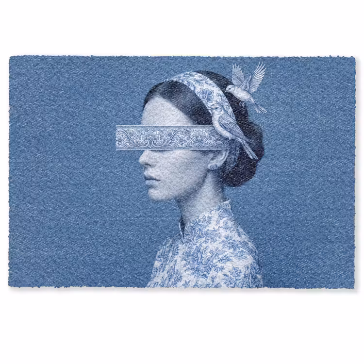 Portret - Klassiek - Wit - Blauw Deurmat klein -zkaufland3d