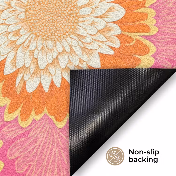 Retro - Bloemen - Kleurrijk Deurmat klein 898 -antislip_EN