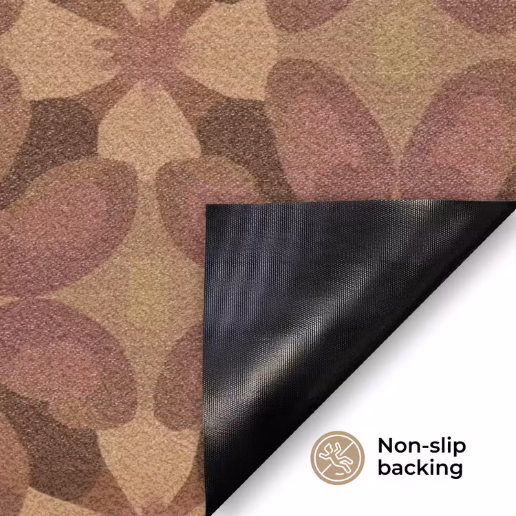 Retro - Bloemen - Bruin Deurmat klein 898 -antislip_EN