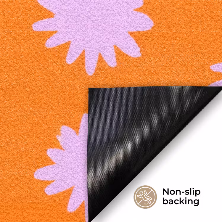 Retro - Bloemen - Oranje Deurmat klein 898 -antislip_EN