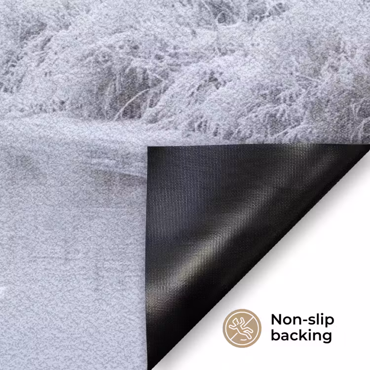 Rivier - Sneeuw - Bos - Winter - Schilderachtig Deurmat klein -antislip_EN