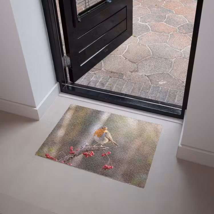 Roodborst - Tak - Bessen - Natuur Deurmat klein -sfeer5