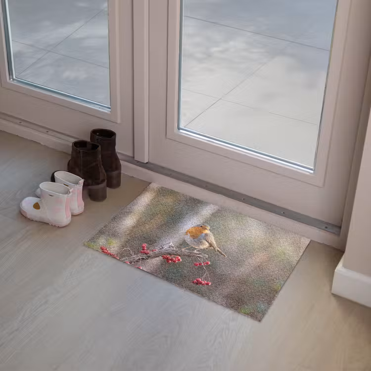 Roodborst - Tak - Bessen - Natuur Deurmat klein -sfeer3