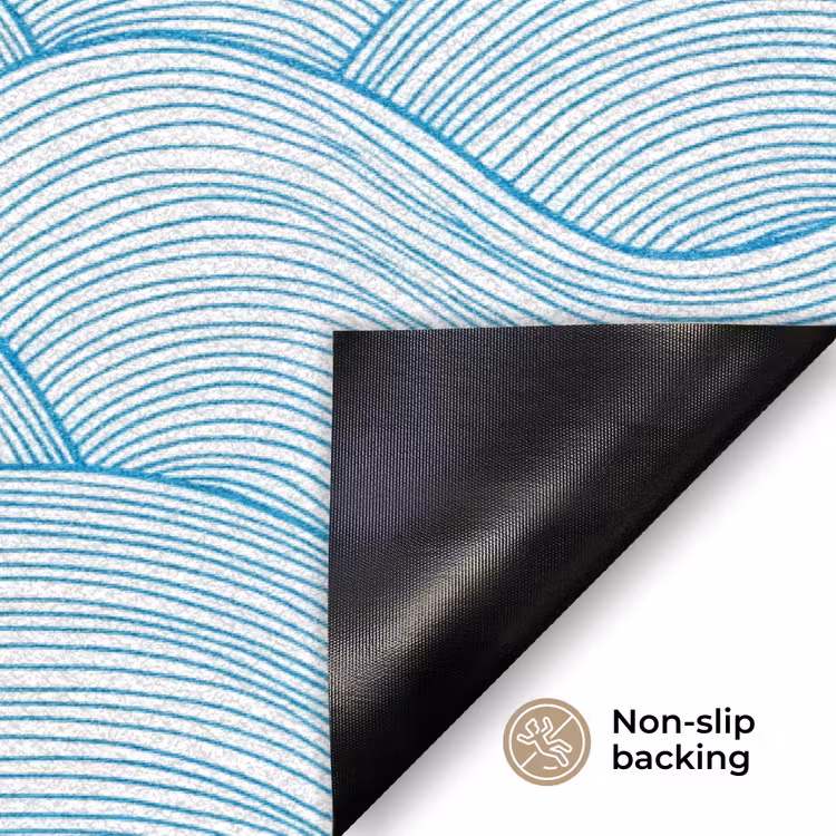 Zeilboot - Golven - Zee - Illustratie - Blauw Deurmat klein -antislip_EN