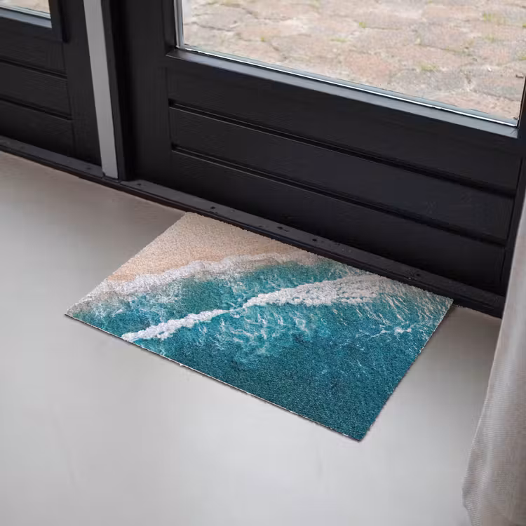 Zee - Strand - Golven - Natuur - Blauw Deurmat klein -sfeer2