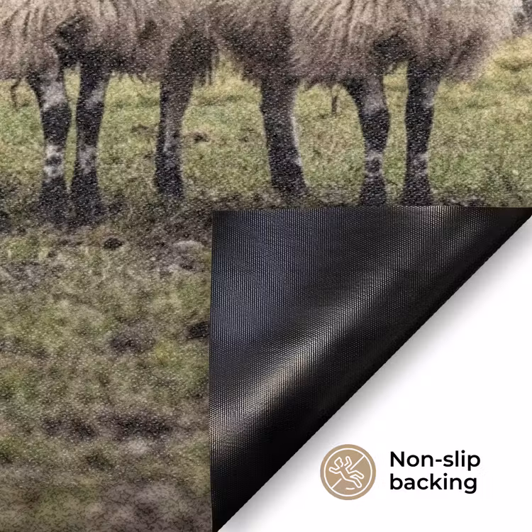 Schapen - Rij - Weide - Dieren - Platteland Deurmat klein -antislip_EN
