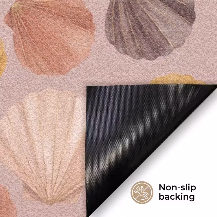 Schelp - Patroon - Zee - Aquarel - Aardetinten Deurmat klein -antislip_EN