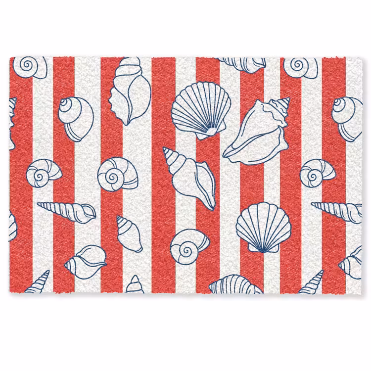 Schelp - Zeedieren - Zomer - Illustratie - Rood - Blauw Deurmat klein -zkaufland3d