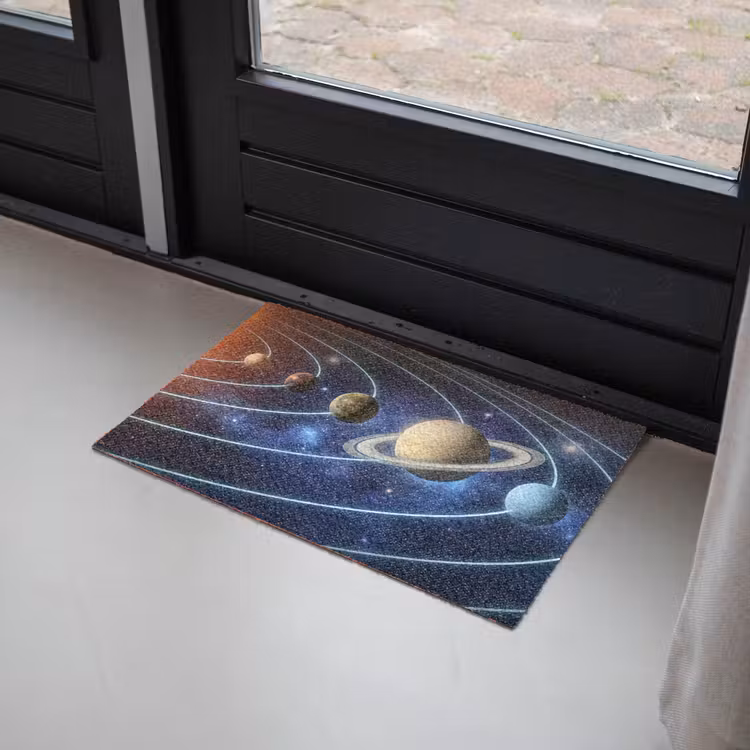 Ruimte - Zonnestelsel - Blauw Deurmat klein -sfeer2