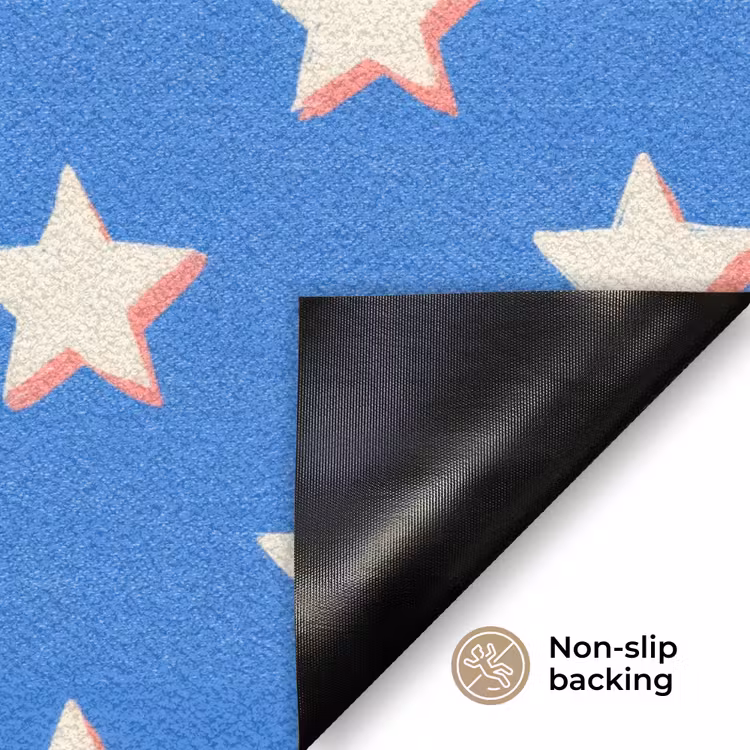 Sterren - Patroon - Blauw Deurmat klein 898 -antislip_EN