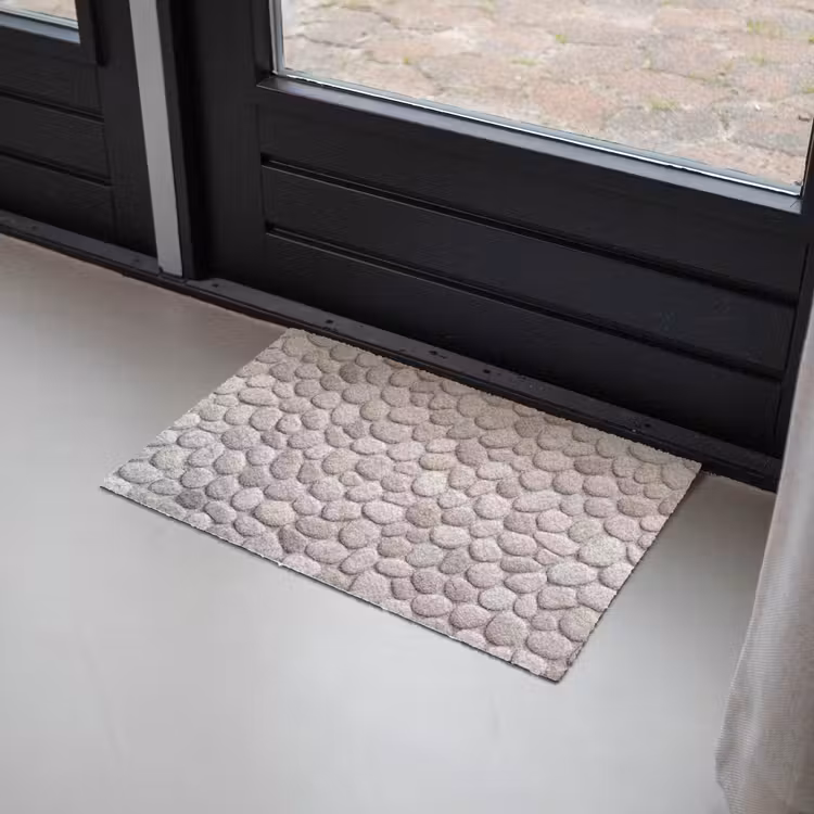 Steen - Kiezel - Natuur - Minimalistisch - Beige Deurmat klein -sfeer2