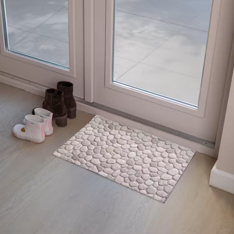 Steen - Kiezel - Natuur - Minimalistisch - Beige Deurmat klein -sfeer3