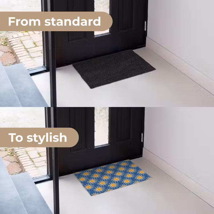 Zon - Patroon - Blauw Deurmat klein 898 -voor-na_EN