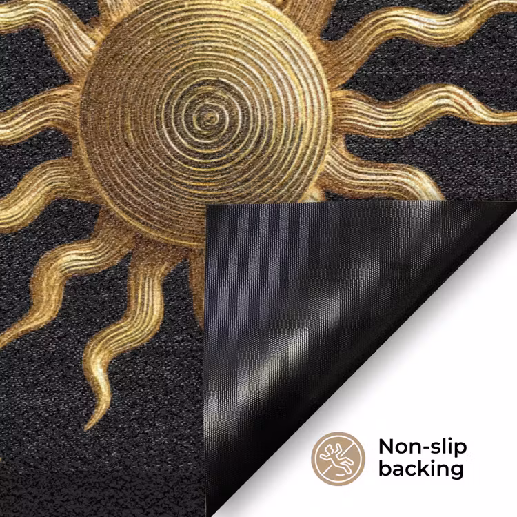 Zon - Patroon - Luxe - Goud - Zwart Deurmat klein 898 -antislip_EN