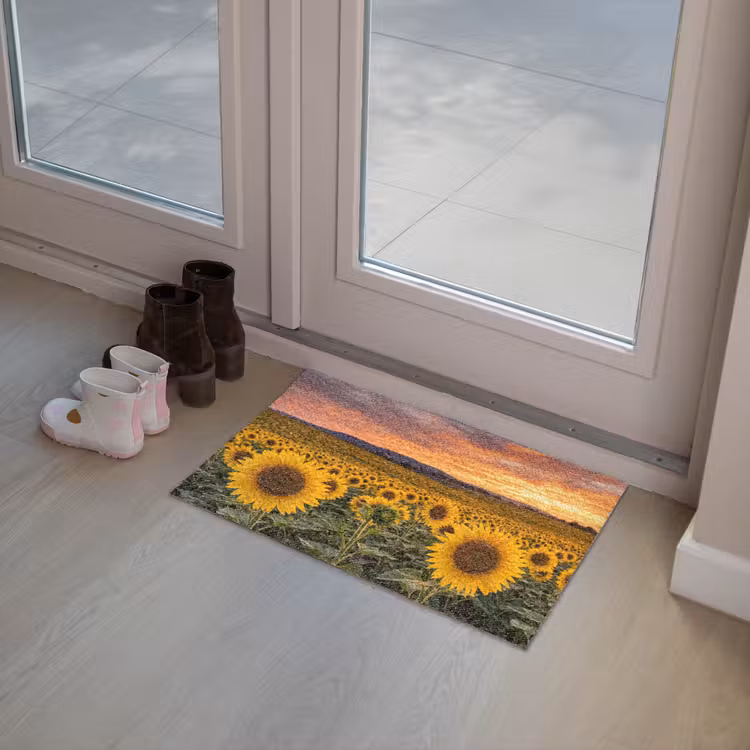 Zonnebloemen - Heuvellandschap - Geel Deurmat klein -sfeer3