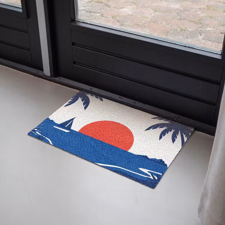 Zonsondergang - Zee - Palmboom - Tropisch - Modern Deurmat klein -sfeer2