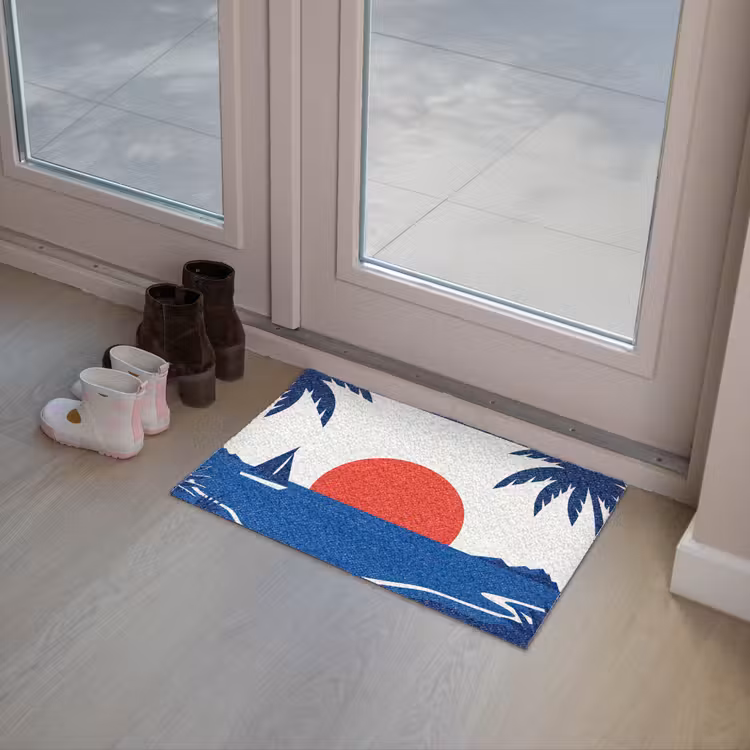 Zonsondergang - Zee - Palmboom - Tropisch - Modern Deurmat klein -sfeer3
