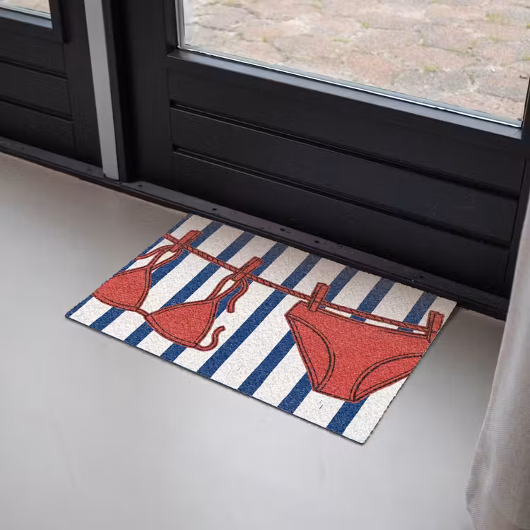 Badkleding - Waslijn - Zomer - Illustratie - Rood Deurmat klein -sfeer2