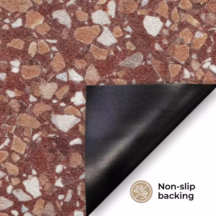 Terrazzo - Patroon - Steentextuur - Roodbruin Deurmat klein 898 -antislip_EN